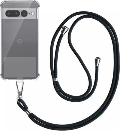 Telefoonhoesje Geschikt voor Google Pixel 7 Pro Transparant ShockProof met Afneembaar Universeel Telefoonkoord - Cover Case Siliconen ShockProof with Lanyard - Smartphonica geschikt voor Google Pixel 7 Pro