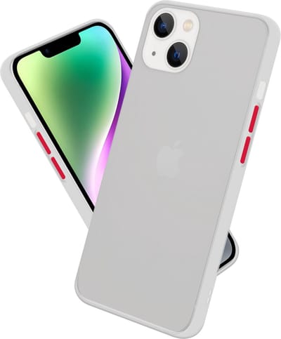 Cadorabo Hoesje geschikt voor Apple iPhone 14 in Mat Transparant - Rode Knopen - Hybride beschermhoes met TPU siliconen Case Cover binnenkant en matte plastic achterkant
