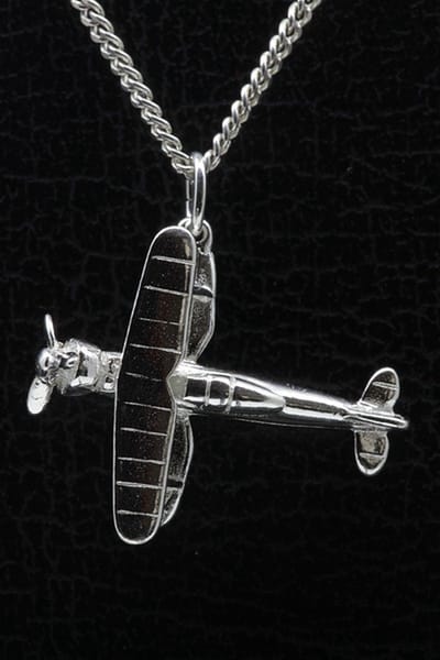Zilveren Dubbeldekker vliegtuig ketting hanger