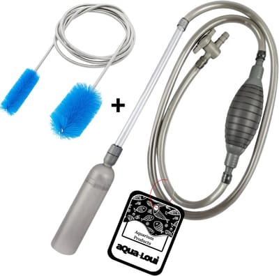 Aqua-Loui® - Aquarium Stofzuiger 260 cm - Bodemreiniger - Easy Start Knijpbal - Afsluitventiel - Filterscherm - Inclusief Slangenborstel