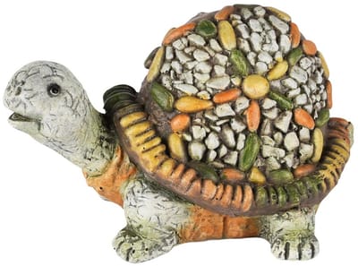Schildpad 'Austin' herfstkleuren Resina 9 cm hoog - tuinbeeld - hoogkwalitatieve kunststof - decoratiefiguur - interieur - accessoire - voor binnen en buiten - herfstcollectie - geschenk - cadeau - gift - verjaardag