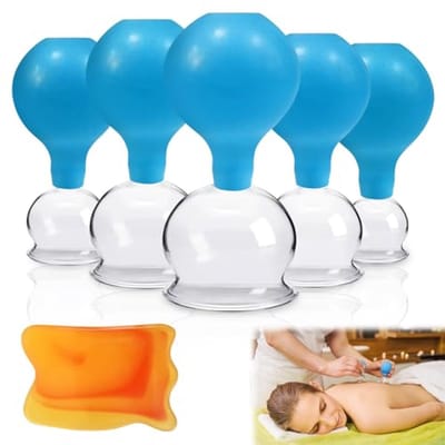 Cupping Glazen Set van 5 - Vacuüm Massage Set met Siliconen Schaakbord voor Gezicht en Lichaam