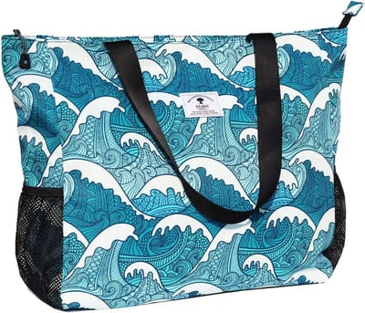 SnelShoppen - Grote Waterdichte Strandtas Dames 50,8 cm - Oversized Draagtas voor Sport, Strand, Reizen, Yoga, Zwembad, Blauw - Duurzaam en Modieus