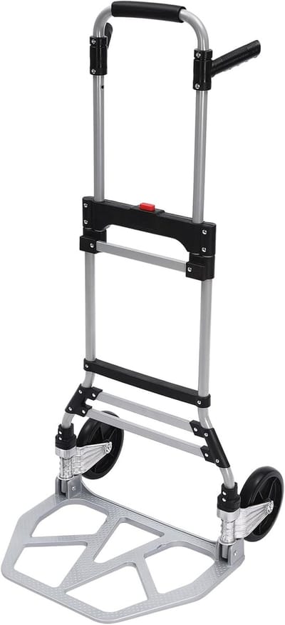 Opvouwbare Steekwagen - Transportwagen Vouwwagen - Zware Lasten Verplaatsen - 120 kg Draagvermogen - 53 x 114 cm - Zilver Zwart
