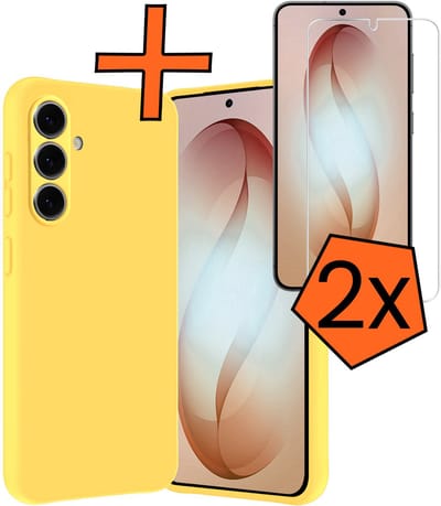 Hoes - Met 2x Screenprotector - Geschikt voor Samsung Galaxy S26 - Sterk & Shockproof - Back Cover - Siliconen Case - Telefoon Hoes - Geel