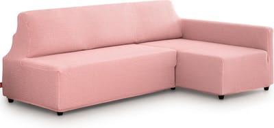 Belmarti® Bankhoes Bali Chaise Longue Rechts 195-220cm breed - Roze - geschikt voor banken zonder armleuningen - multi-elastische kwaliteit met uitzonderlijk aanpassingsvermogen