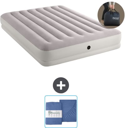 Intex Luchtbed - 2-Persoons - 152 x 203 x 30 cm - Grijs - Inclusief pomp en Hoeslaken