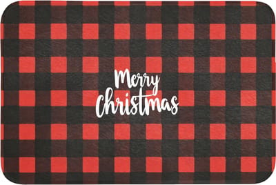 Badmat 90x60 cm - Antislip - Geruit - Rood - Tekst - Christmas - Badmatten voor badkamer - Badkamermat - Douchemat - Badkamer mat
