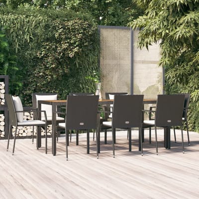vidaXL - 9-delige - Tuinset - poly - rattan - zwart