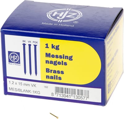 Hjz Messing nagels verloren kop 1.2 x 15mm 1kg