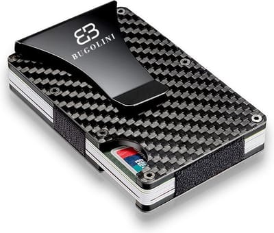 BUGOLINI METALLUM Carbon - Aviation Aluminium Card Holder - Wallet - Cash Holder - Unisex / Men - Woman