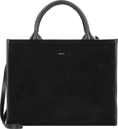REPLAY Leren Schoudertas Shoulder Bag Black Zwart