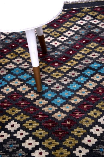 Kleurrijk Tapijt Laagpolig Handgeweven Wollen Vloerkleed - Koho Afghan Kelim 126x84 - 126x84cm- Modern - Woonkamer - Salon - Slaapkamer - Eetkamer