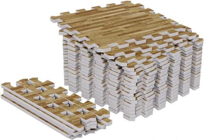 Gorilla Sports Vloermatten - Beschermingsmatten - 18 matten + 8 eindstukken - 30x30 - Puzzel mat - Houtlook