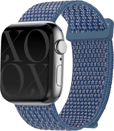 xoxo Wildhearts Nylon Band geschikt voor Apple Watch bandje - Series 1/2/3/4/5/6/7/8/9/10/SE - Blauw - Nylon smartwatchbandje met klittenband - Stof iWatch bandje voor maat: 38mm / 40mm / 41mm / 42mm