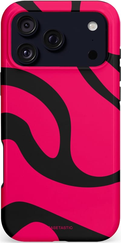 Casetastic hoesje geschikt voor Apple iPhone 17 Pro Max - MagSafe - Dubbellaagse bescherming - Zwart Roze Mamba Golven - Fashion Case - Roze Zwart