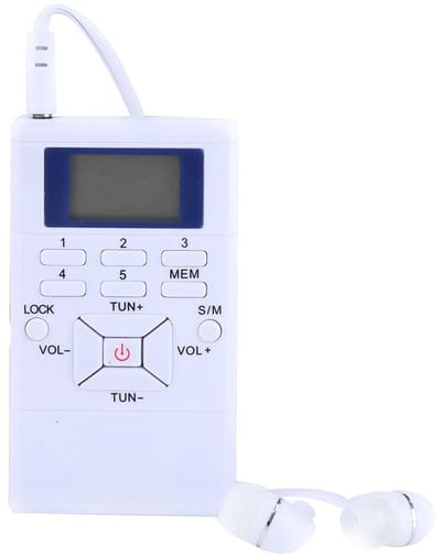 By shayne - Mini FM-radio - Draagbare Persoonlijke Radio - Handradio voor Douchekeuken - Zakformaat - Ondersteunt Vervangbare Batterij - Wit