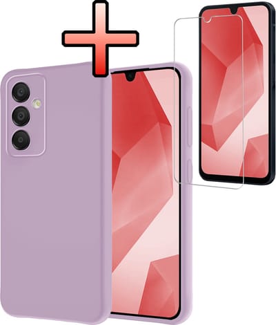 Hoesje - Met Screenprotector - Geschikt voor Samsung Galaxy A16 - Sterk & Shockproof - Back Cover - Siliconen Case - Telefoon Hoes - Lila