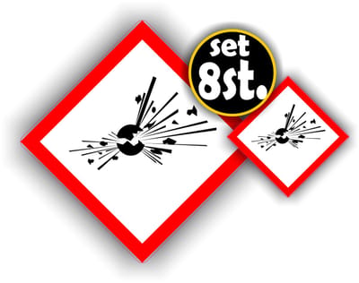 Jerma - Explosieve stoffen - Sticker - set - 4 van 10 - 4 van 5 cm - Weerbestendig - Zelfklevend