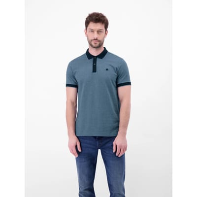 LERROS Poloshirt in two-tone-look , Maat: L , Kleur: CLASSIC NAVY , 100% katoen