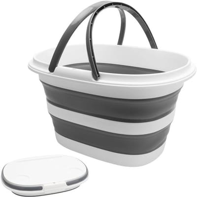 Vouwbare emmer van 16 liter met multifunctioneel deksel, 4-in-1 siliconen tray, opbergruimte voor camping en keuken, ruimtebesparend en praktisch