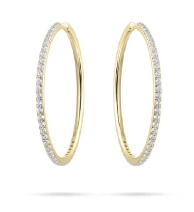 Schitterende 14K Gold Plated Zilveren Oorringen belegd met Zirkonia's 40 mm.