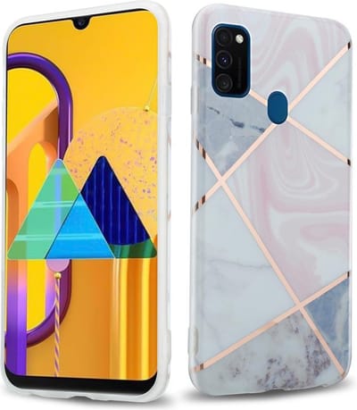 Cadorabo Hoesje geschikt voor Huawei P20 LITE 2018 / NOVA 3E in Roze Wit Goud Marmer No. 9 - Beschermhoes gemaakt van TPU siliconen Case Cover met mozaïek motief