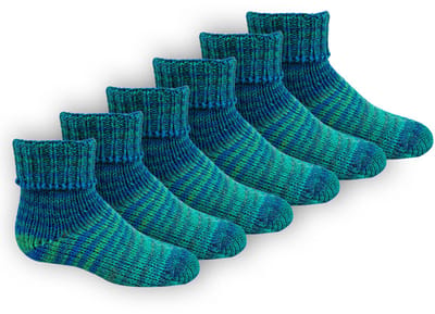 Gebreide kindersokken | Scandinavische sokken | Kleur: Blauw | Maat: 23 t/m 38 | 6 paar
