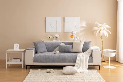 Zachte Velours Hoes voor L-vormige Bank, Antislip, Geschikt voor 1/2/3/4-zits Sofas, Grijs, 70 x 150 cm