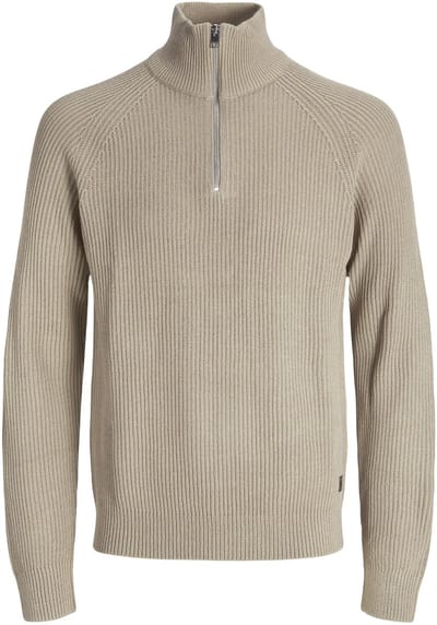 Jack & Jones Trui Jjpannel Knit Half Zip Aw25 12278919 Crockery Mannen Maat - XXL