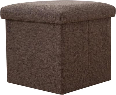Opvouwbare Opbergkruk - Voetenbank Ottomaan - Opbergen en Zitten - Hoge Draagkracht - 30x30x30 cm - Bruin