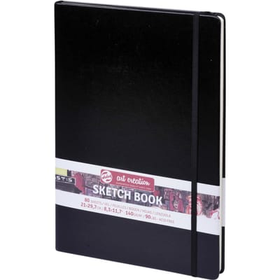 Talens Art Creation Schetsboek Tekenboek 21 x 30 cm Zwart Dikte Fijn Neutraal 80 Vel 407153 140G/ T9314-003M
