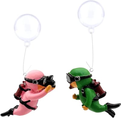 Drijvende duikers aquariumdecoratie, hars landschapsaccessoires voor aquaria - Set van 2 - Groen en roze - Thuis en kantoor - Decoratie accessoires