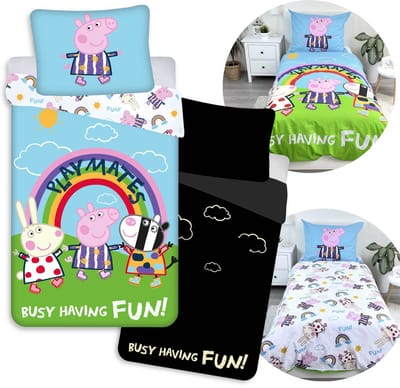 Peppa Pig Dubbelzijdig katoenen kinderbeddengoed met ritssluiting, dat oplicht in het donker 140x200cm+70x90cm OEKO-TEX
