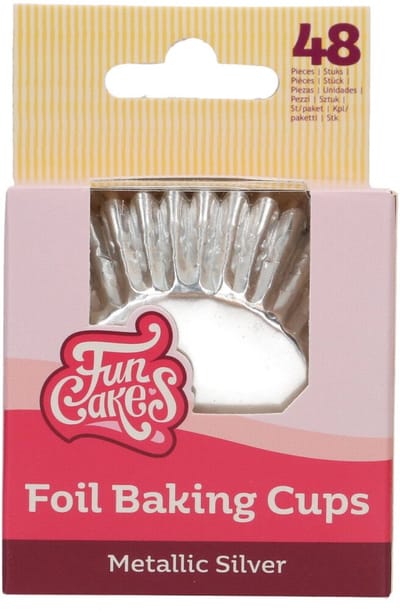 FunCakes Folie Baking Cups - Metallic Zilver - pk/48 - Cupcake Vormpjes Papier