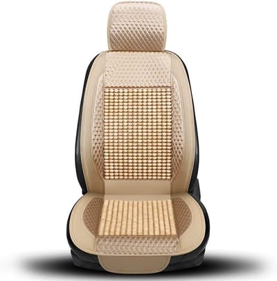 Comfortabele autostoelcover met houten parels, ademend en verkoelend, massagekussen voor rugpijn en ondersteuning tijdens het rijden