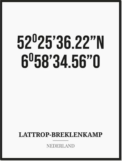 Poster/kaart LATTROP-BREKLENKAMP met coördinaten