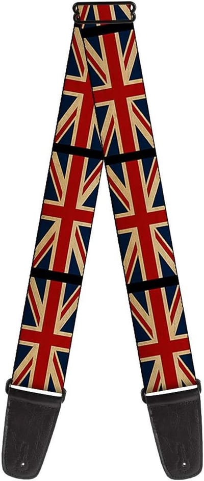 Verstelbare Gitaarband met Britse Vlag Design - Vintage Stijl - Breed en Duurzaam