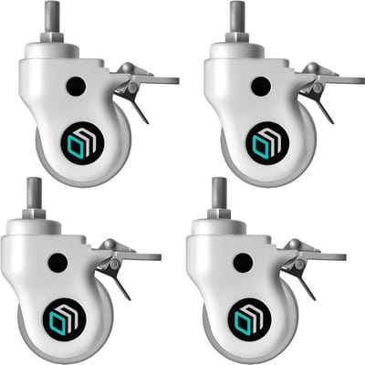 Set van 4 Zwenkwielen met Rubber voor Mobiele TV-Standaards en Apparatuur, 75 mm Diameter