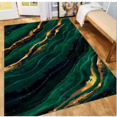 Smaragdgroen Tapijt Marmer Goud Marmer Woonkamer Slaapkamer Keukenruimte Abstracte Vloermat Binnen Vloerkleed Retro Huis Decoratief 120*160cm
