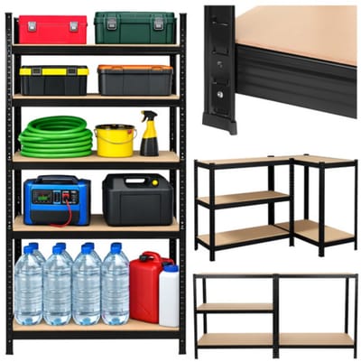 MOZY® - Stellingkast - 3 in 1 Stellingkast - Zwart - 180 x 90 x 40 cm - 200KG - Kliksysteem -