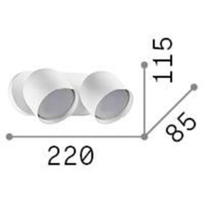 Wandlamp Ideal Lux Dodo, wit, 2-lamps, metaal Ø 8,5 cm