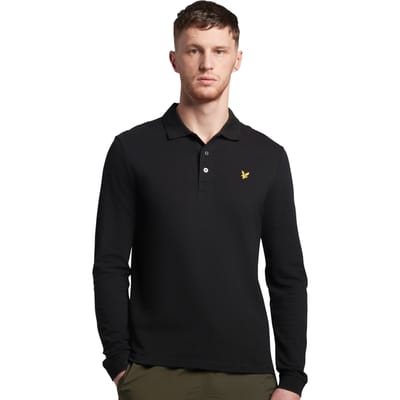 Lyle & Scott Polo shirt met lange mouwen in Zwart