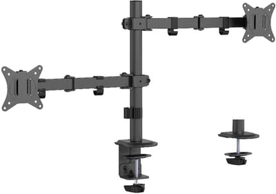 Gembird Bureau Monitorarm voor Dubbele Monitoren, 17–32 Inch, Tot 9 kg per Monitor, Rotatie, Kanteling & Zwenking, VESA-compatibel, Ingebouwd Kabelbeheer, Zwart