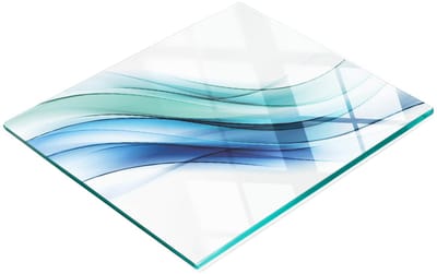 Decoratieve glazen snij- en serveerplank met abstract golfmotief, 60x52 cm