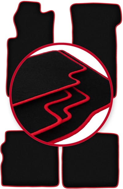 CARLUX-RED automatten voor: Mercedes SL R107 lange voorstoelen (1971-1989)