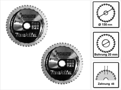 Makita MCCS15048E SPECIALIZED EFFICUT zaagblad 150 x 20 x 1,1 mm 2 stuks ( 2x B-69331 ) 48 tanden voor metaal