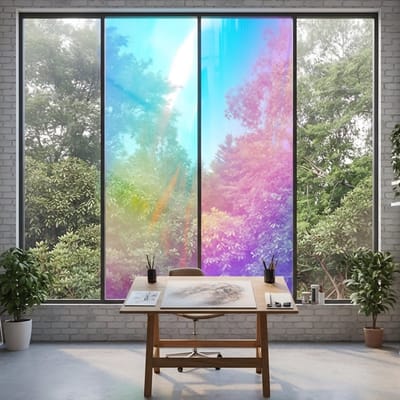 Homewell® Holografische raamfolie HR++ 60x200cm - Zonwerend & Isolerend - Statisch Zelfklevend - Zeepbel-effect