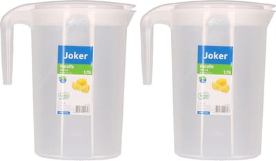 Excellent Houseware Schenkkan/waterkan - 2x - wit - 1750 ML - kunststof - 10 x 20 x 22 cm
