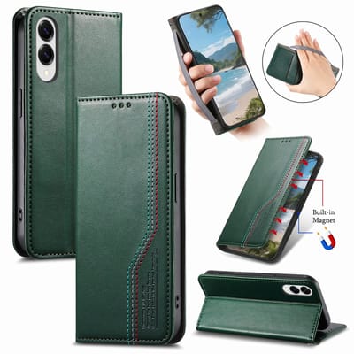 Praktische en Stijlvolle PU Leren Portemonnee Hoes voor Galaxy S25 Edge _ Groen